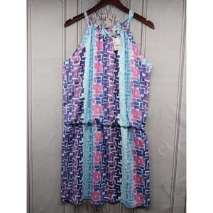 NWT Cuddy Dress Womens‎ SZ L MSRP $150.00 Halter Keyhole Neckline Blouson Lined